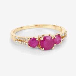 14KT Yellow Gold 1.02ctw Ruby and White Diamond Ring