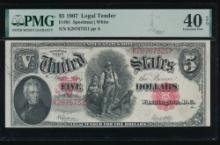 1907 $5 Legal Tender Note PMG 40EPQ