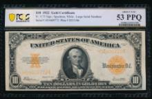 1922 $10 Gold Certificate PCGS 53PPQ