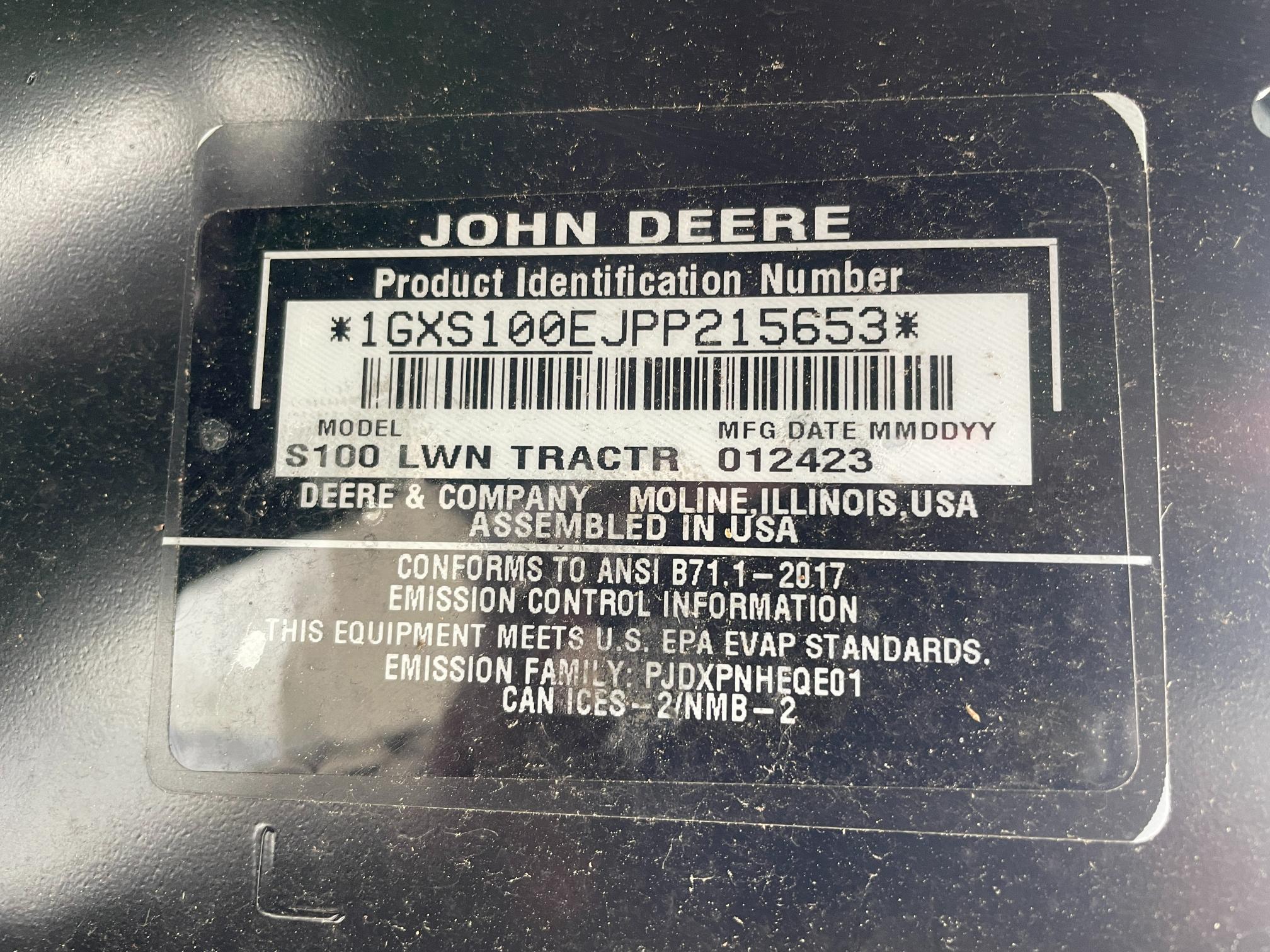 John Deere S100 42" Hydrostatic Riding Mower