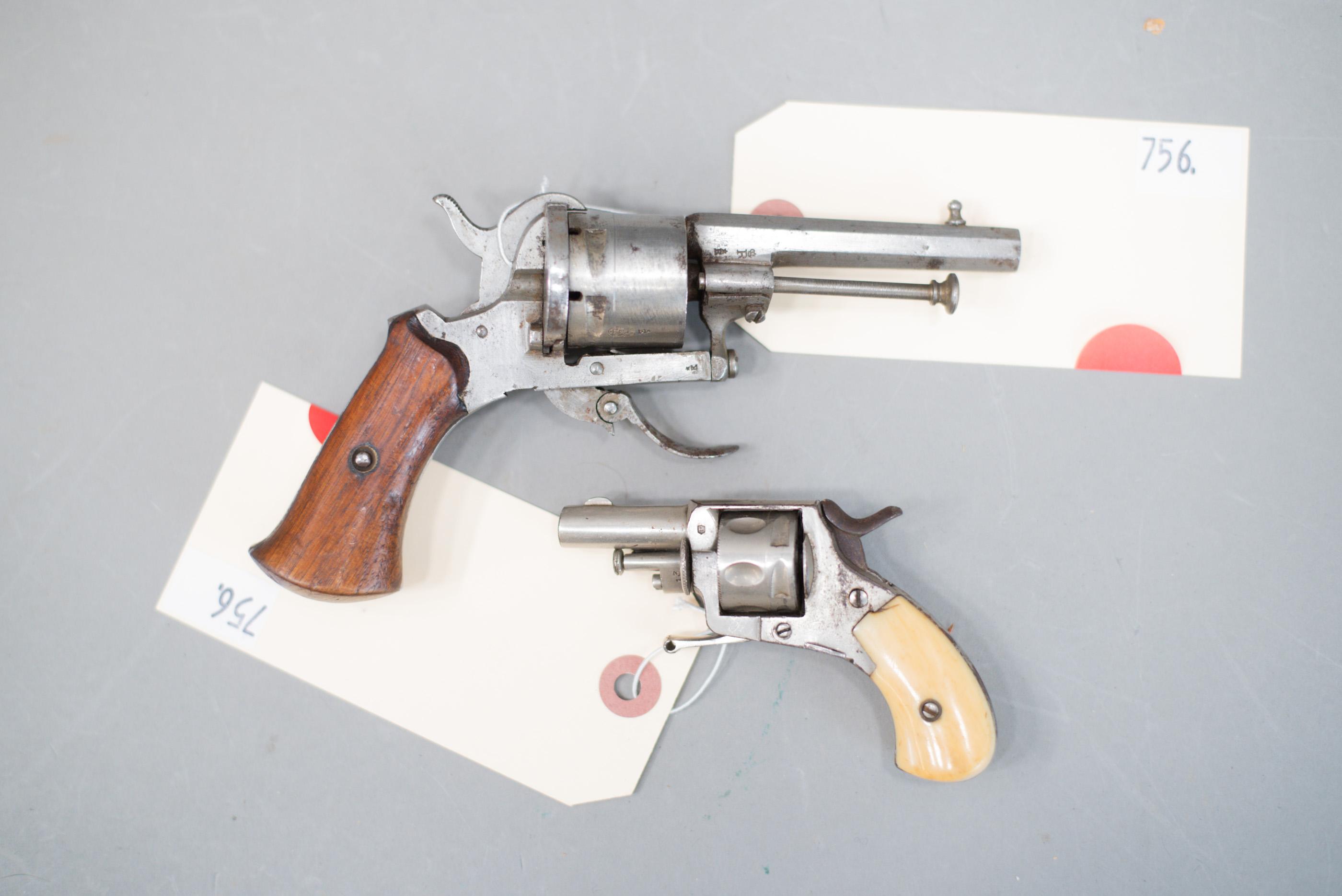(2) Antique Belgian Pinfire & Rimfire Revolvers