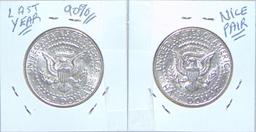 1964, 1964-D Kennedy Half Dollars.