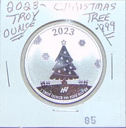 2023 1 Troy Oz. Silver .999 Christmas Tree.