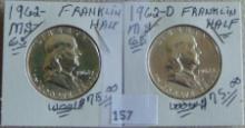 1962, 1962-D Franklin Half Dollars MS.