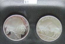 2 Golden State Mint 1 Oz. .999 Silver Buffalo's.