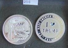 2 Trump .999 Silver Rounds 1 Troy Oz. each.