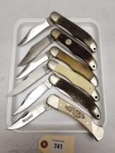 (6) Vintage Large Schrade Folding Knives