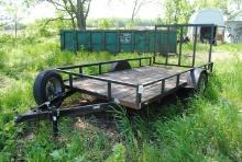 Single Axle Utility Trailer, Bumper Pull, 76"x12', ramp, spare tire, wood floor, TITLED (Sales tax &
