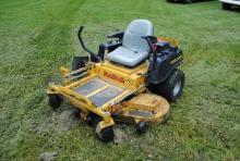Hustler FasTrak zero-turn lawn mower with 54" deck and Honda 20.0 V-twin engine, shows 987.6 hours b