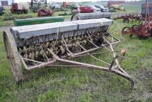 John Deere Van Brunt 10' grain drill on steel, grass seeder