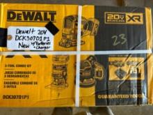 New Dewalt 3 Tool, 20v Cordless Combo Kit Model DCK307D1P1