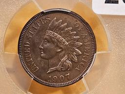 PCGS 1907 Indian Cent in Choice Uncirculated - details