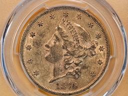 GOLD! PCGS 1876-S Twenty Dollar Liberty Head in Bright About Uncirculated - 53