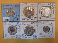 Six lovely, brilliant Uncirculated World coins