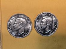 Two Choice Brilliant Uncirculated Canada 5 cent pieces