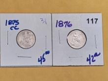 1875-CC and 1876 Seated Liberty Dimes