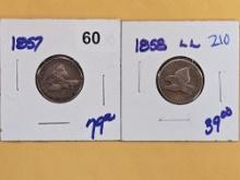 1857 and 1858 Large Letters Flying Eagle Cents