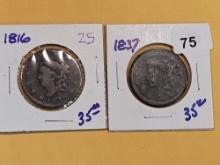 1816 and 1837 Large Cents