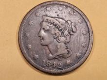 1842 Braided hair Large Cent in Fine