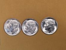 * First Year Issue, GEM Brilliant Uncirculated Set of 1946 P-D-S silver Roosevelt Dimes