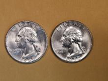 Two Choice Brilliant Uncirculated silver Washington Quarters