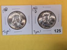 1961 and 1961-D Franklin Half Dollars