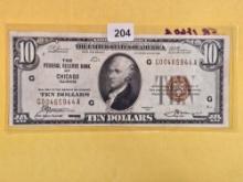1929 Ten Dollar National Currency in Extra Fine