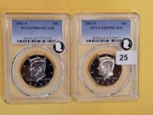 TWO GEM! PCGS Proof 69 Deep Cameo Kennedy Half Dollars