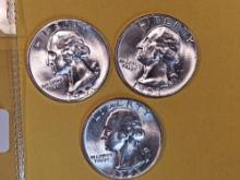 1953 P-D-S silver Washington Quarter Trio