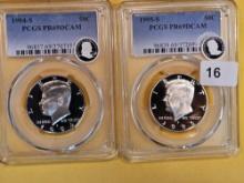 Two GEM PCGS Proof 69 Deep Cameo Kennedy half Dollars