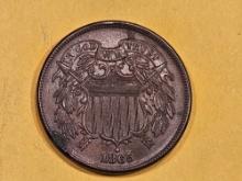 Uncirculated 1865 Two Cent piece