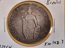 Tougher 1838 Peru silver 8 reales in Very Fine plus