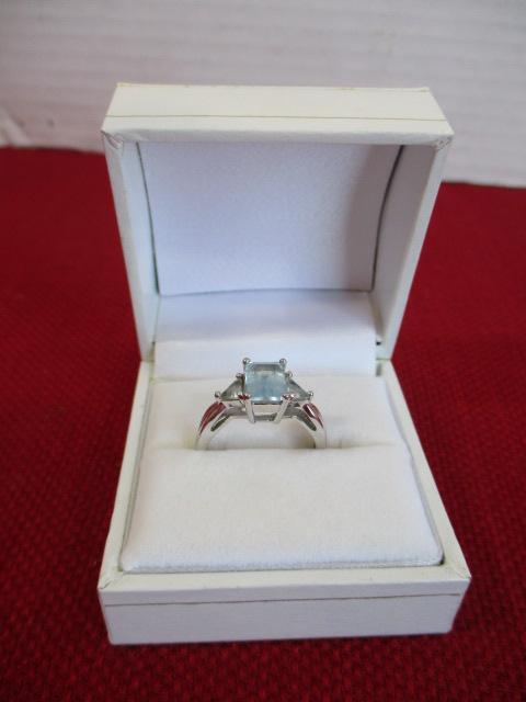 Sterling Silver with Blue Topaz Estate Ring