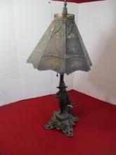 Bronze Boy Lamp w/ Early Mica Shade