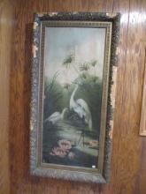 Victorian White Egrets Oil Painting