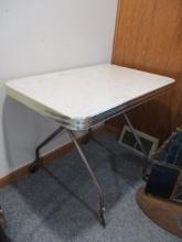 1964 Portable Vintage Chrome Banded Table