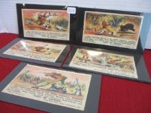 Early Full Color Geo W/ Gross Satirical Hunting & Fishing Scene Advertising Cards