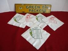 Green Bay Packers Tin Sign and Vintage 51st Anniversary Napkins