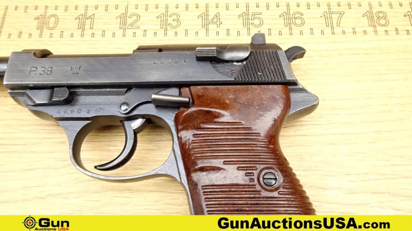 MAUSER WERKE P.38 9MM LUGER WAFFEN STAMPED Pistol. Very Good. 4 7/8" Barrel. Shiny Bore, Tight Actio