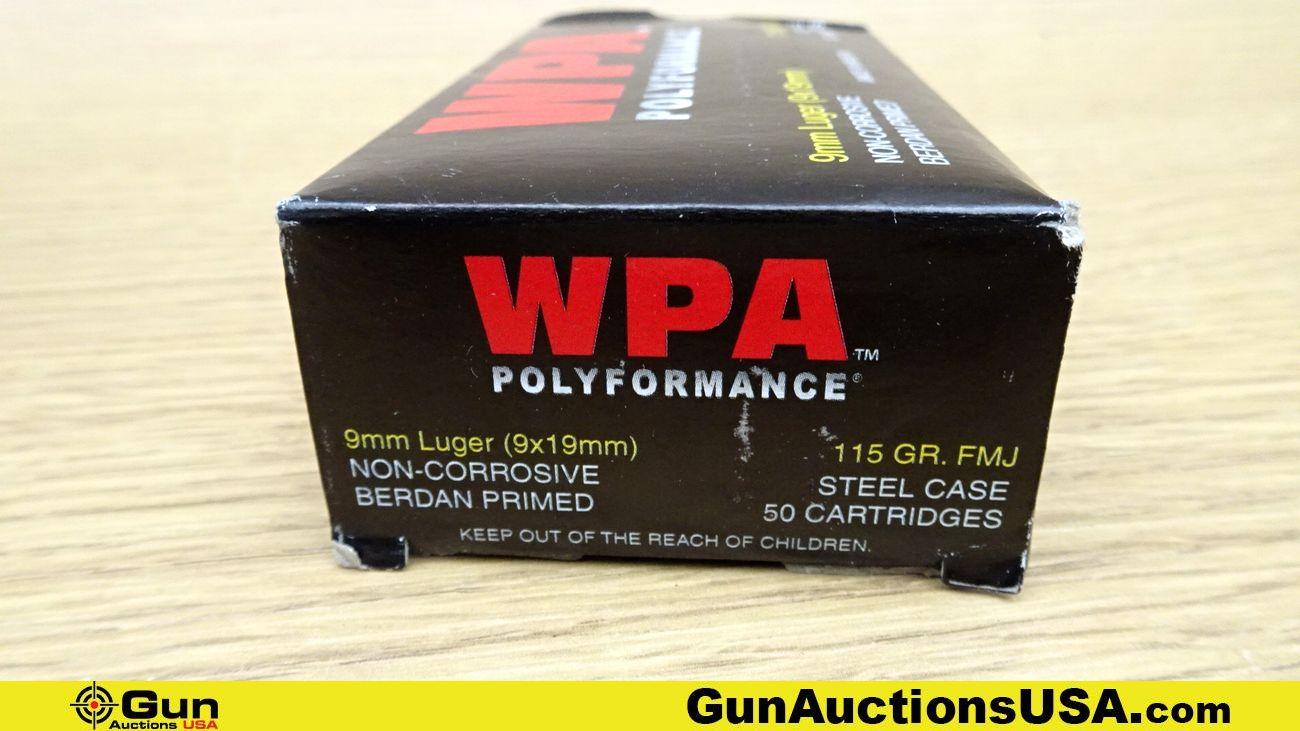 Wolf 9mm Ammo. 1000 Total Rds; 9mm 115 Grain FMJ.. (70881)