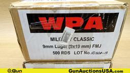 Wolf 9mm Ammo. 1000 Total Rds; 9mm 115 Grain FMJ.. (70882)