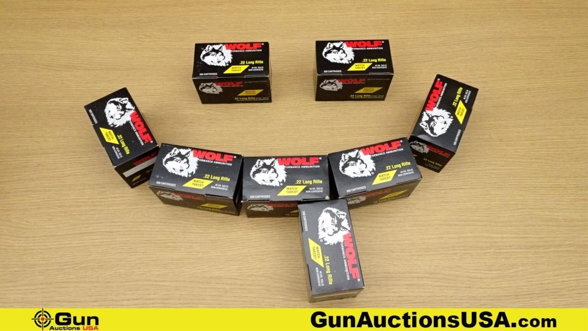 Wolf 22 LR Ammo. 4000 Total Rds; 22 LR MATCH 40 Grain Solid.. (70889)