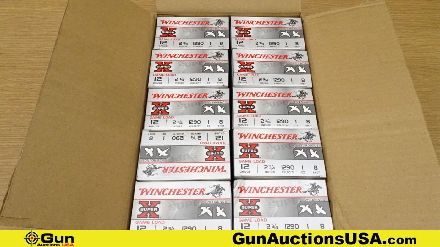 Winchester SUPER X 12 Ga. Ammo. 250 Rds. 2 3/4" No. 8 Shot. . (70165)