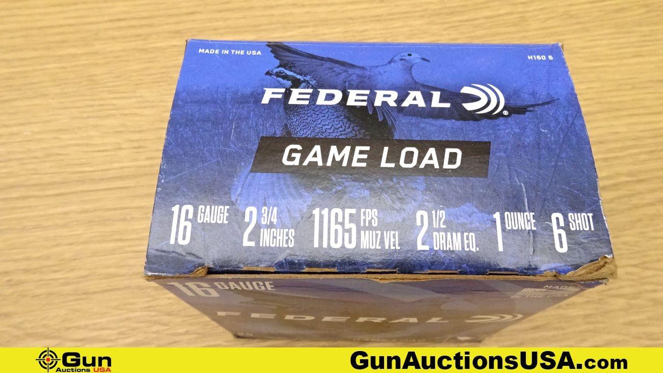 Federal, Aguila 16 Ga. Ammo. 100 Rds. in total; 50 Rds. of Federal GAMELAND #6 Shot 2 3/4". 50 Rds.