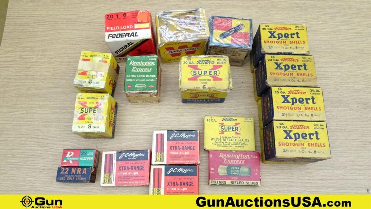 Western & Remington 20 Ga, 410 Ga, 28 Ga, Etc. COLLECTOR'S Ammo. 373 Total Rds.; Vintage 153- Rds. 2