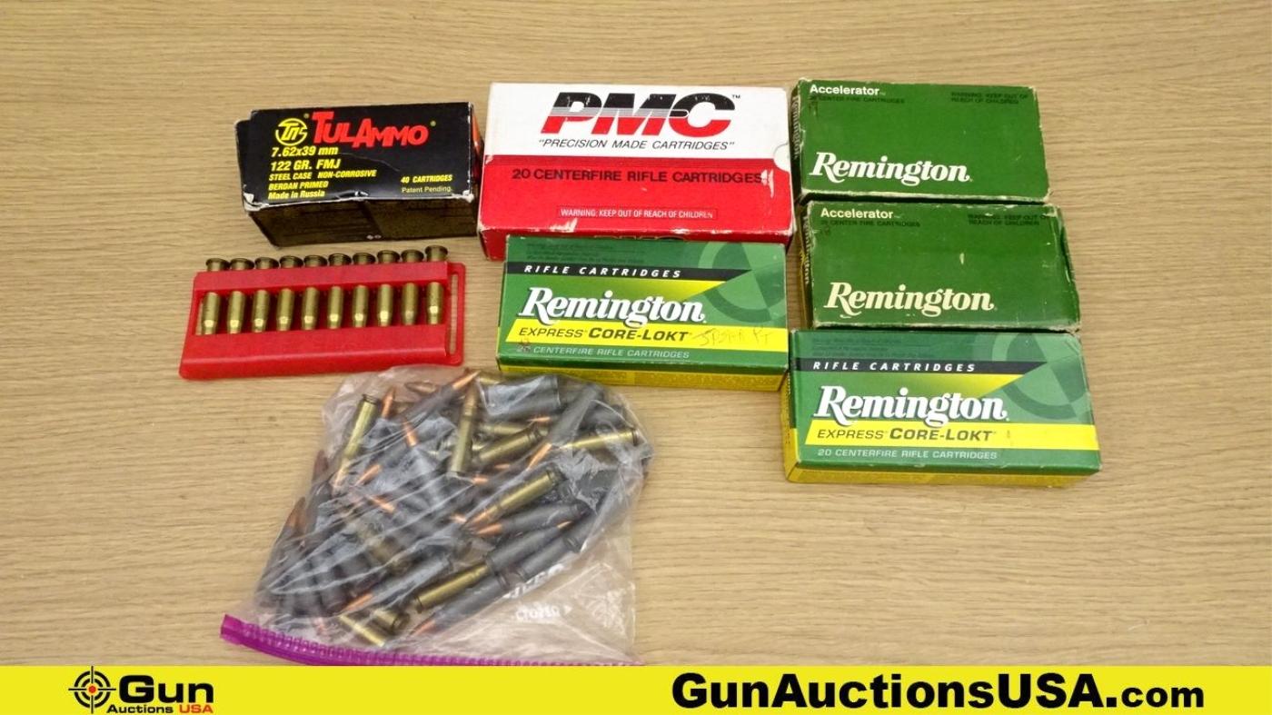 Tullammo, PMC, Etc. .30-30 WIN, 7MM MAG, 7.62x39 Ammo. 194 Rds in total ; 80-.30-30 WIN, 16 Rds of 7