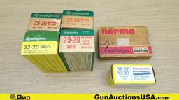 Winchester, Remington, & Norma. 32-20 WIN, 6.5x55, & 25-20 WIN Vintage Ammo. 220 Total Rds; 29 Rds-