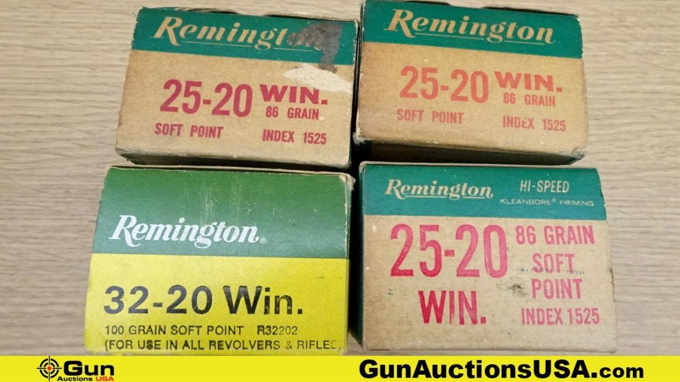Winchester, Remington, & Norma. 32-20 WIN, 6.5x55, & 25-20 WIN Vintage Ammo. 220 Total Rds; 29 Rds-