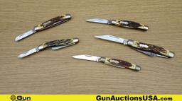 Uncle Henry's Knives. Very Good. Lot of 5; Assorted Folding Knives. . (69990)