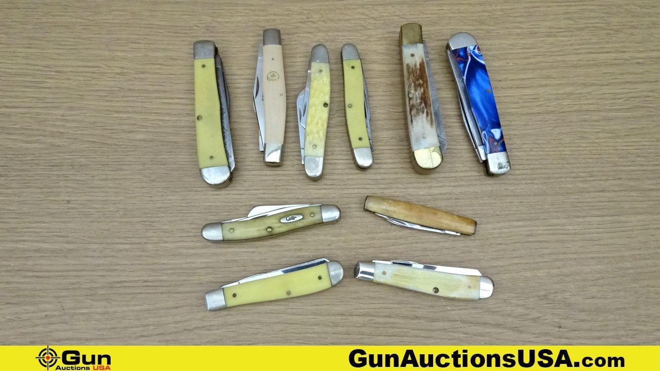 Case, Etc. Knives. Very Good. Lot of 10; Assorted Folding Knives.. (67730)